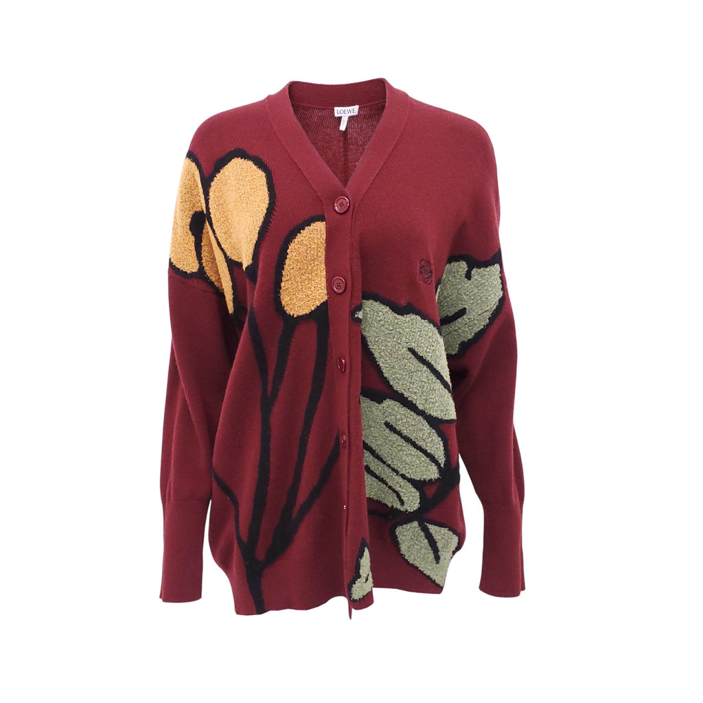 LOEWE HERBARIUM ASYMMETRIC CARDIGAN - SIZE S (OVERSIZED)