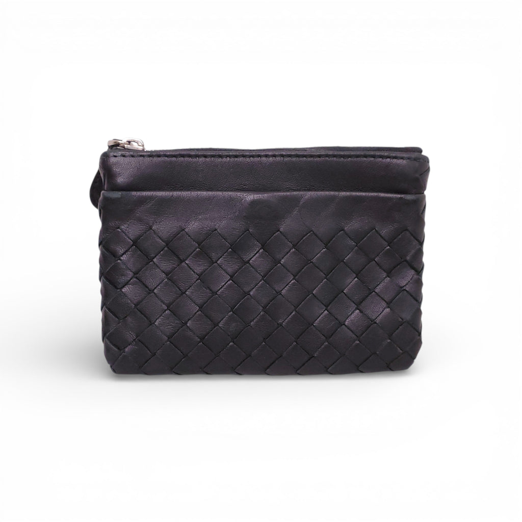 BOTTEGA VENETA BLACK INTRECCIATO CARD CASE