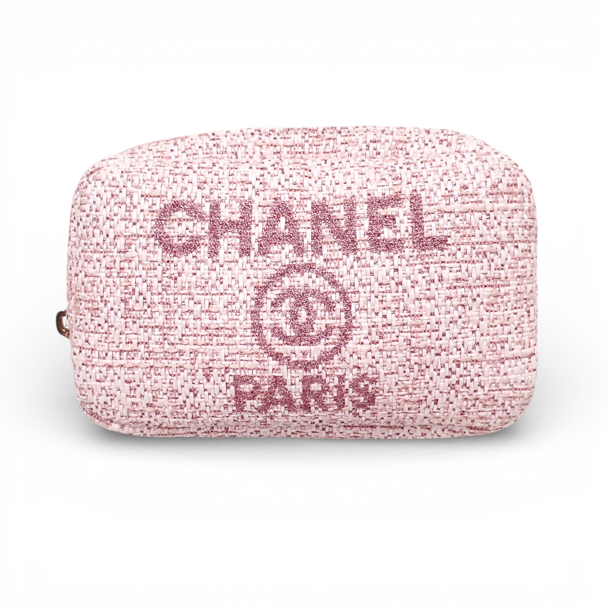 CHANEL PINK TWEED DEAUVILLE COSMETIC POUCH