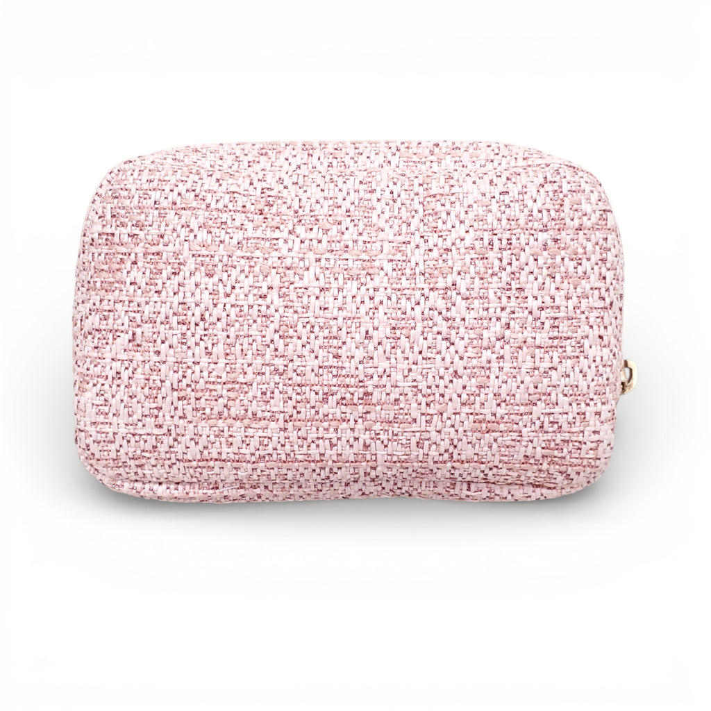 CHANEL PINK TWEED DEAUVILLE COSMETIC POUCH