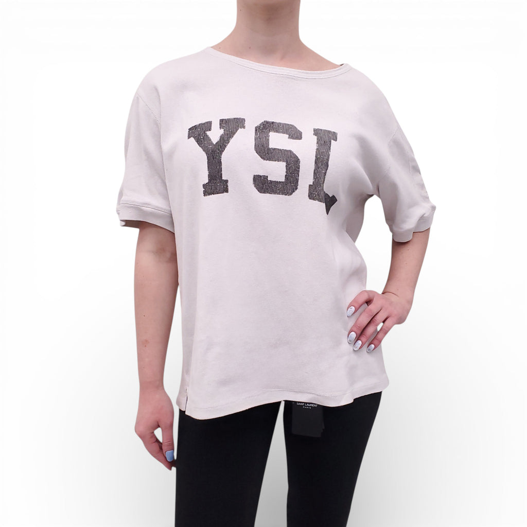 SAINT LAURENT WHITE LOGO T-SHIRT - SIZE XL