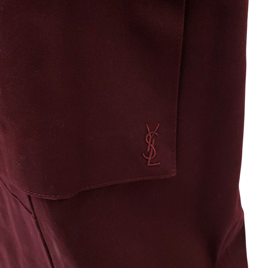 SAINT LAURENT BURGUNDY CARGO PANTS WITH LEATHER BELT - SIZE 38