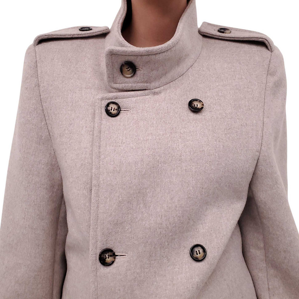 SAINT LAURENT LONG TAUPE PEACOAT - SIZE 36