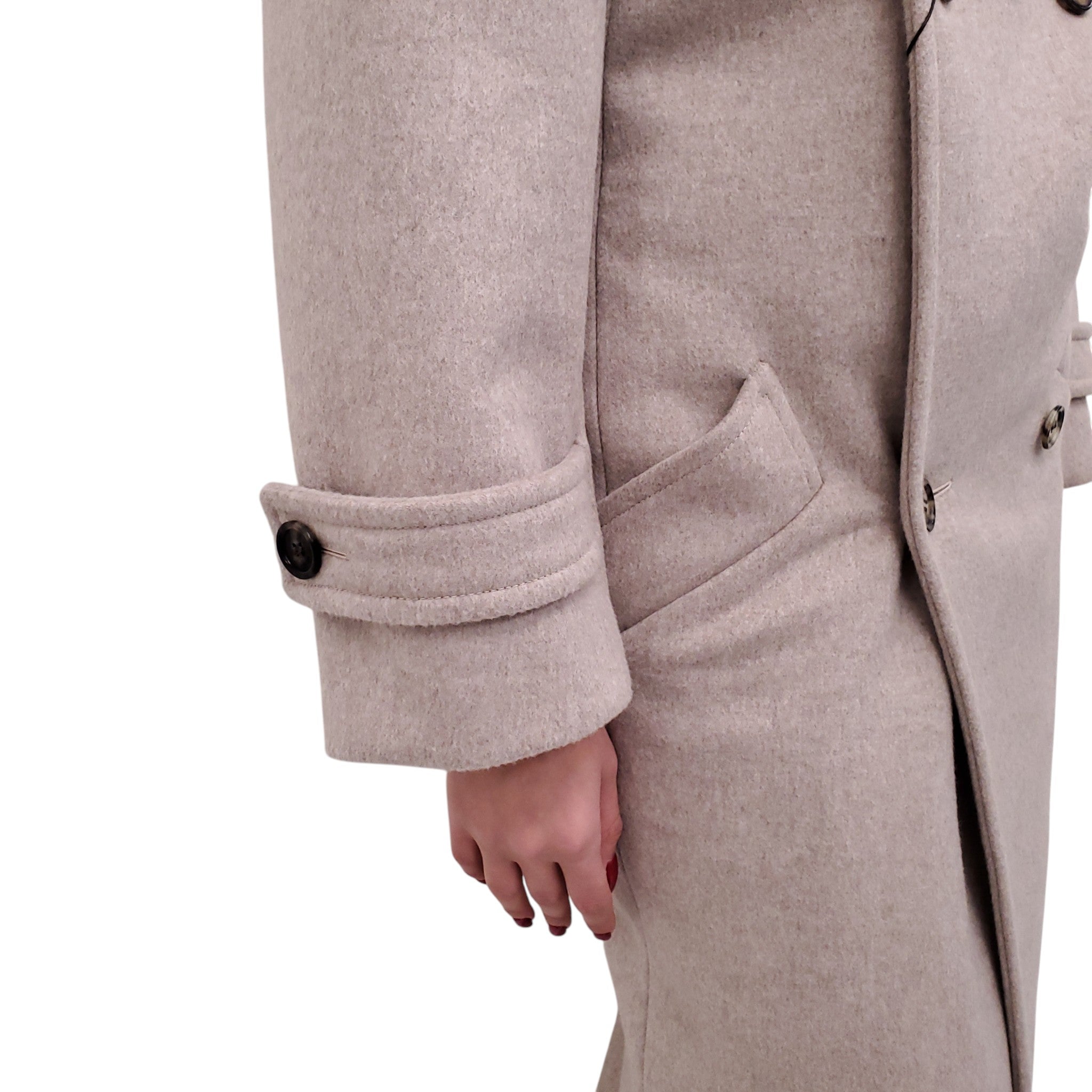 SAINT LAURENT LONG TAUPE PEACOAT - SIZE 36