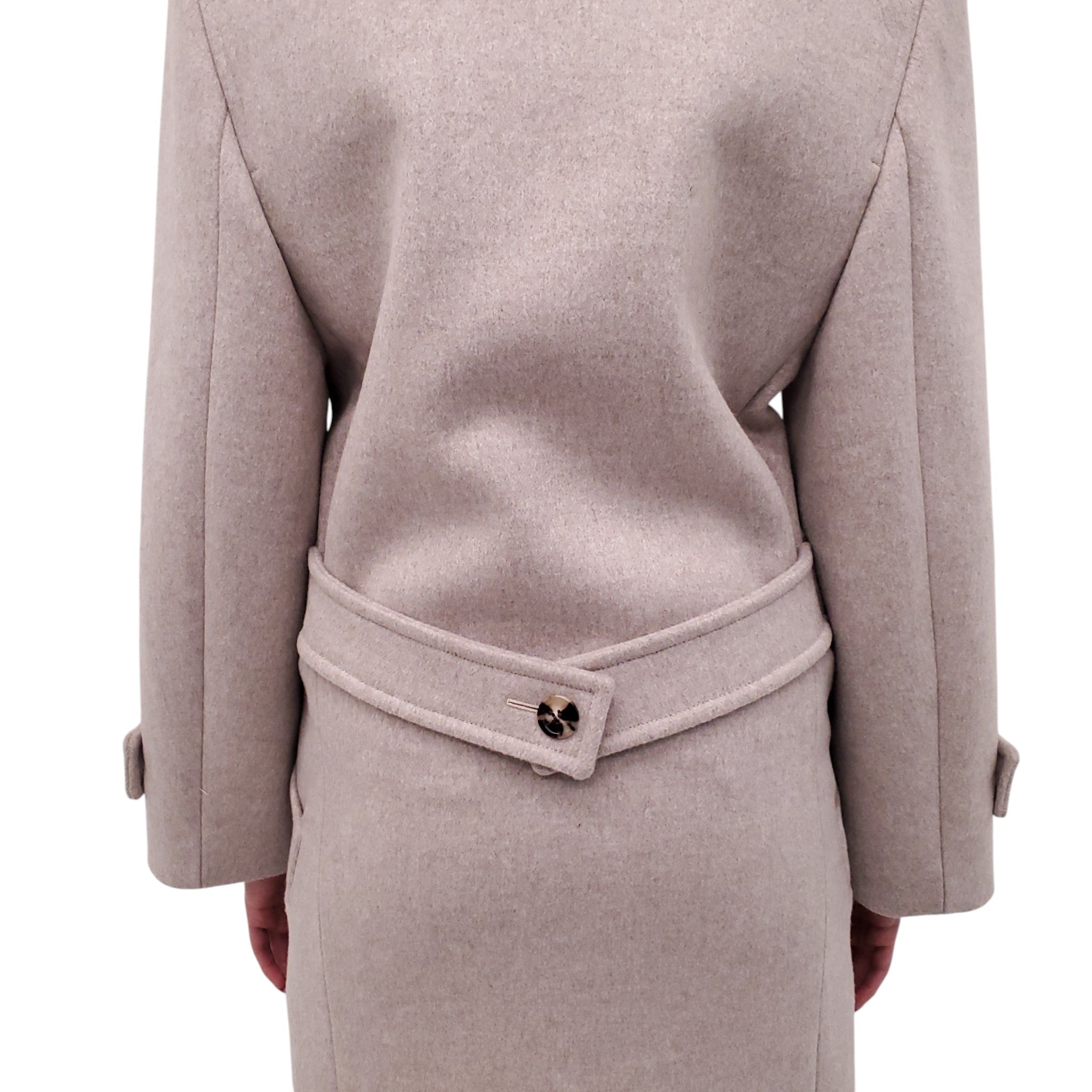 SAINT LAURENT LONG TAUPE PEACOAT - SIZE 36