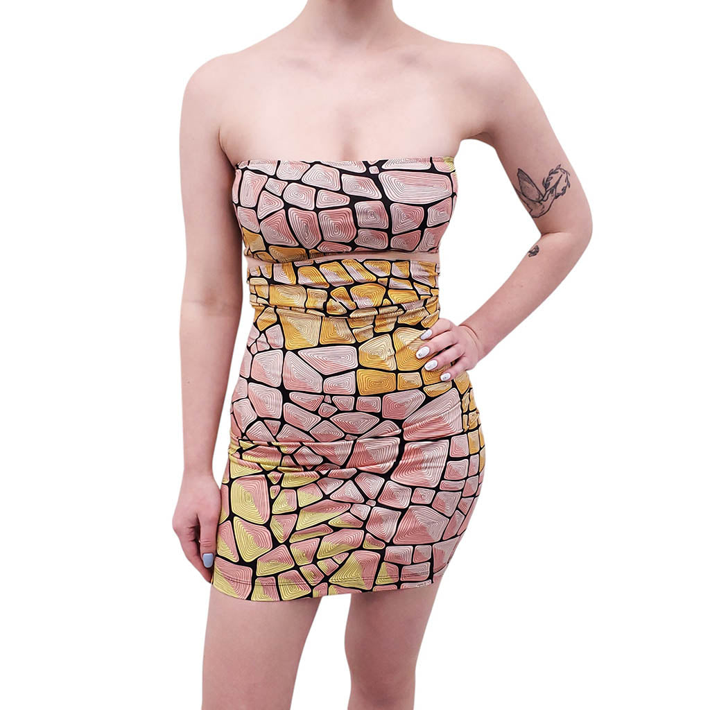 EMILIO PUCCI YELLOW AND PINK BODYCON TUBE 2-PIECE SET - SIZE 4