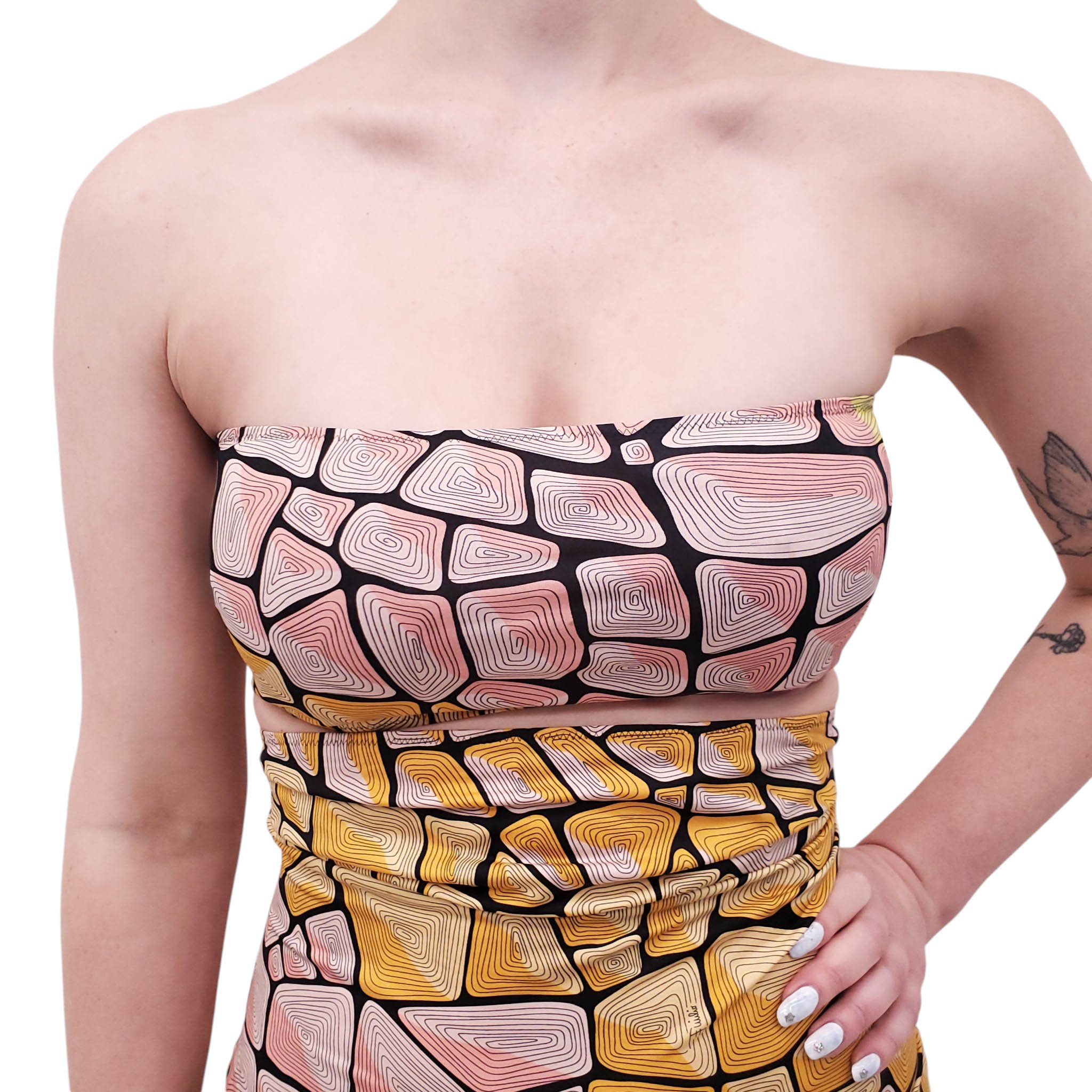 EMILIO PUCCI YELLOW AND PINK BODYCON TUBE 2-PIECE SET - SIZE 4