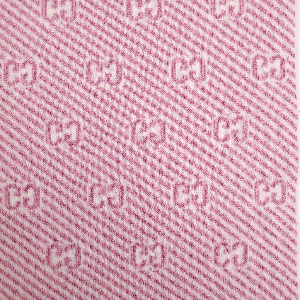 GUCCI PINK METALLIC STRIPE LOGO HAT AND SCARF - SIZE M