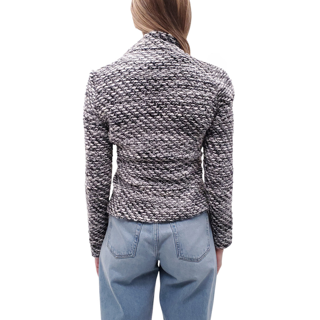 IRO KNIT JACKET WITH LEATHER ZIPUP DETAIL - SIZE 40