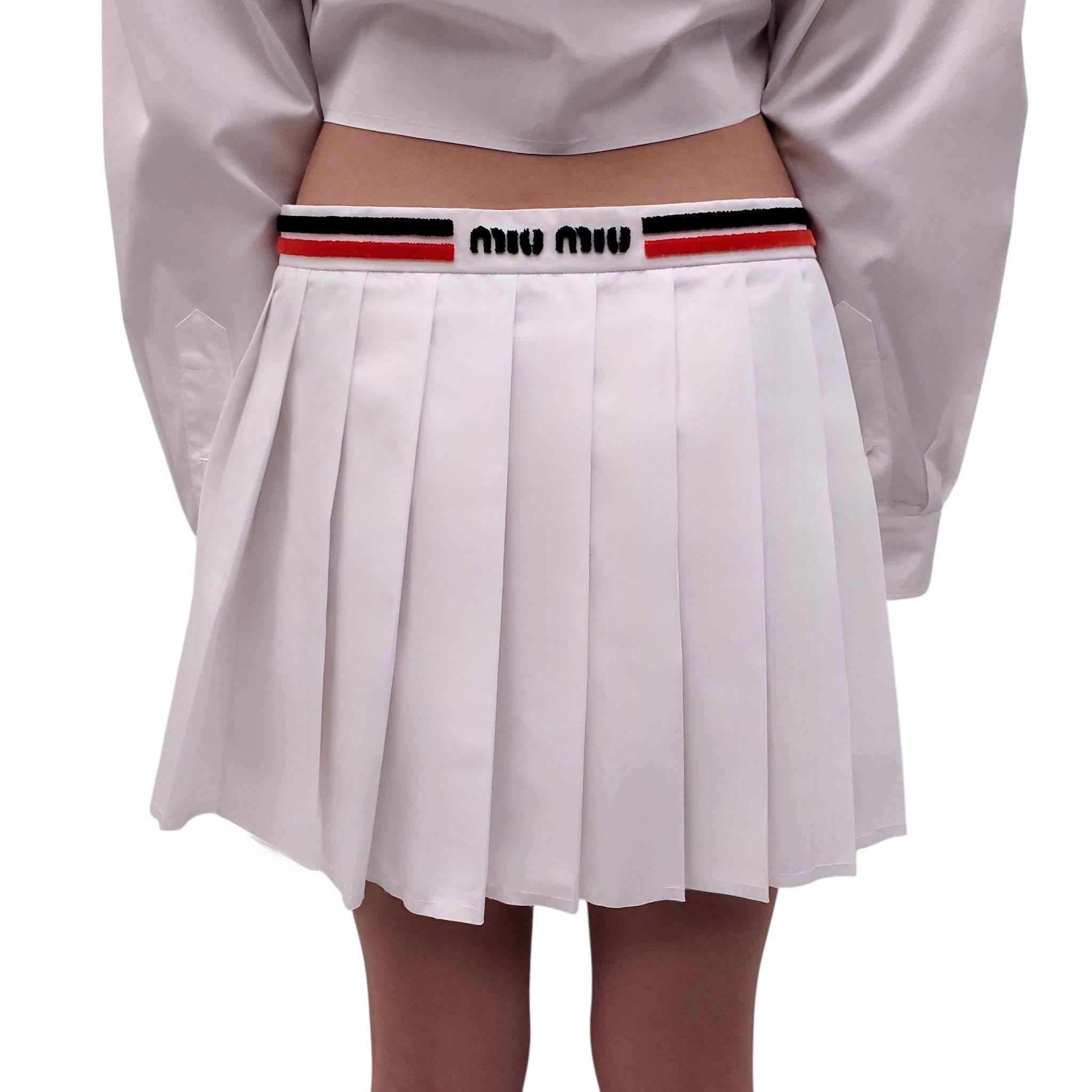 MIU MIU WHITE LOGO SKIRT SET - SIZE 40