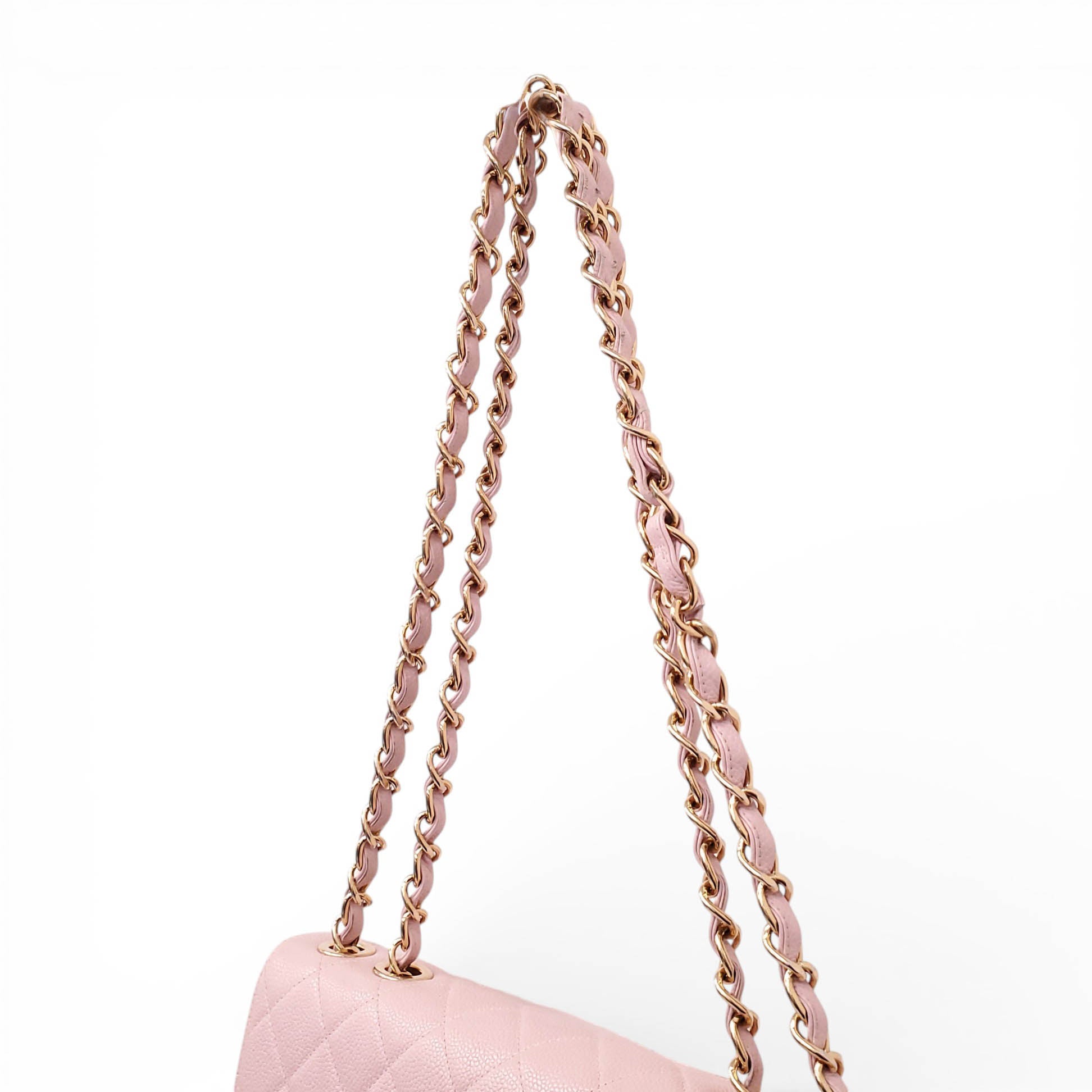CHANEL VINTAGE CLASSIC PINK QUILTED CAVIAR JUMBO SINGLE FLAP BAG