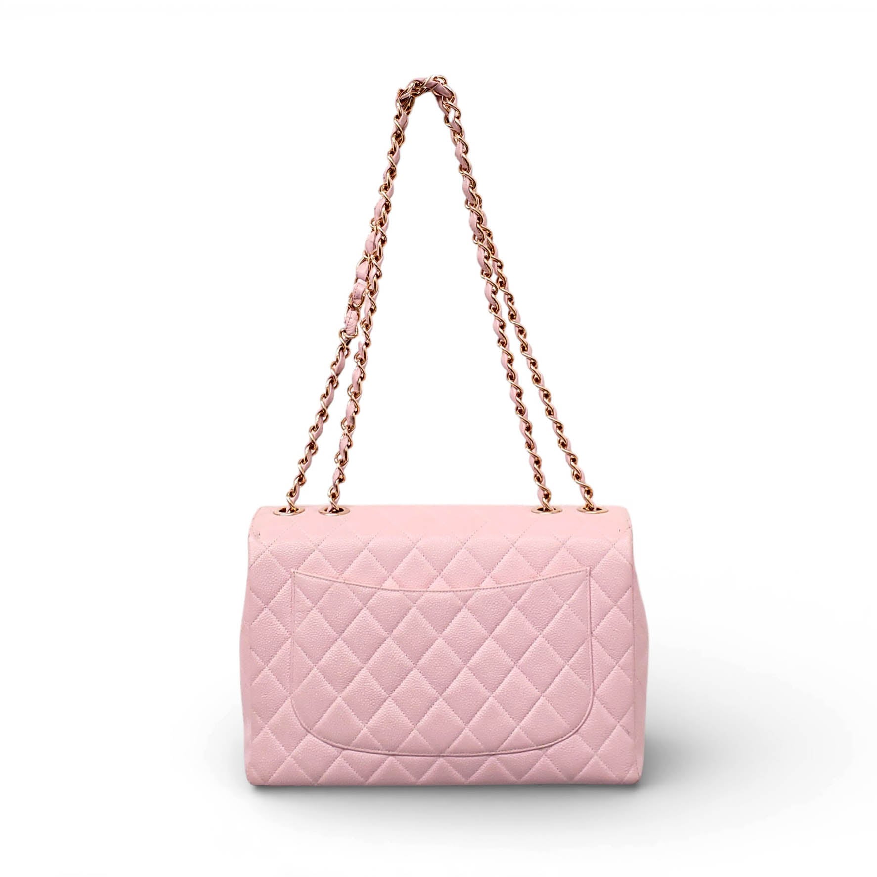 CHANEL VINTAGE CLASSIC PINK QUILTED CAVIAR JUMBO SINGLE FLAP BAG