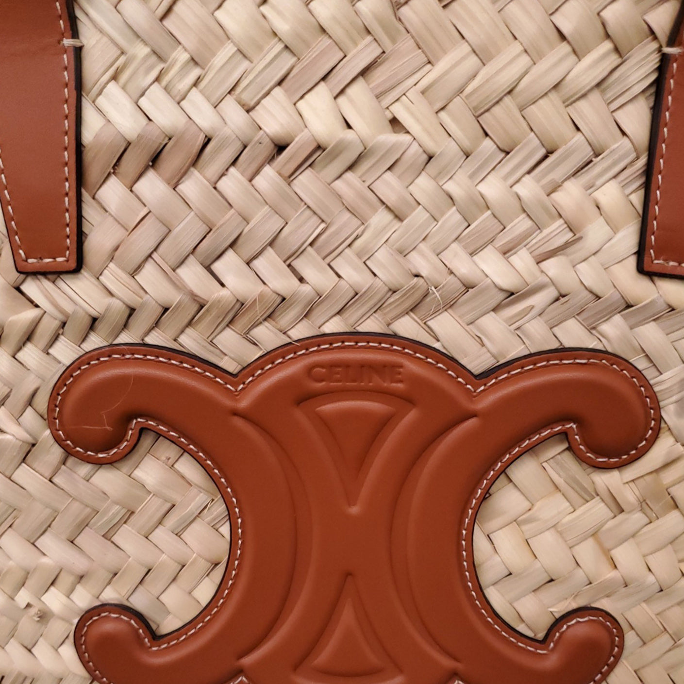 CELINE LARGE RAFFIA TRIOMPHE PANIER TOTE BAG