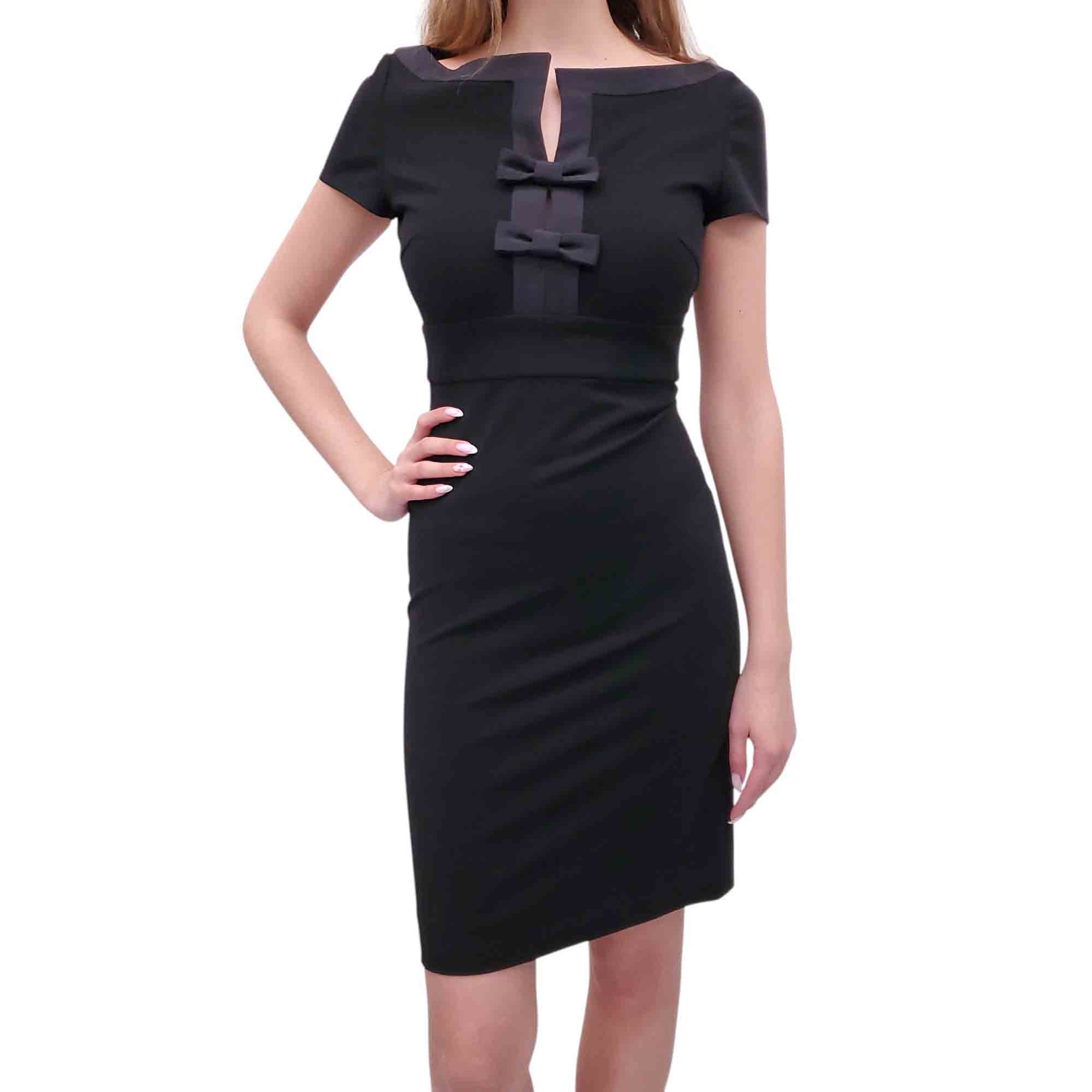 VALENTINO BLACK DRESS WITH BOW DETAILS - SIZE 6