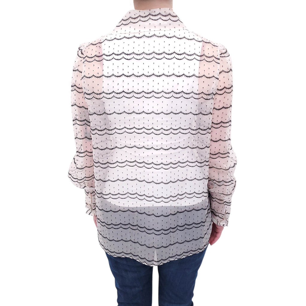 VALENTINO SHEER SILK POLKA DOT BLOUSE - SIZE M