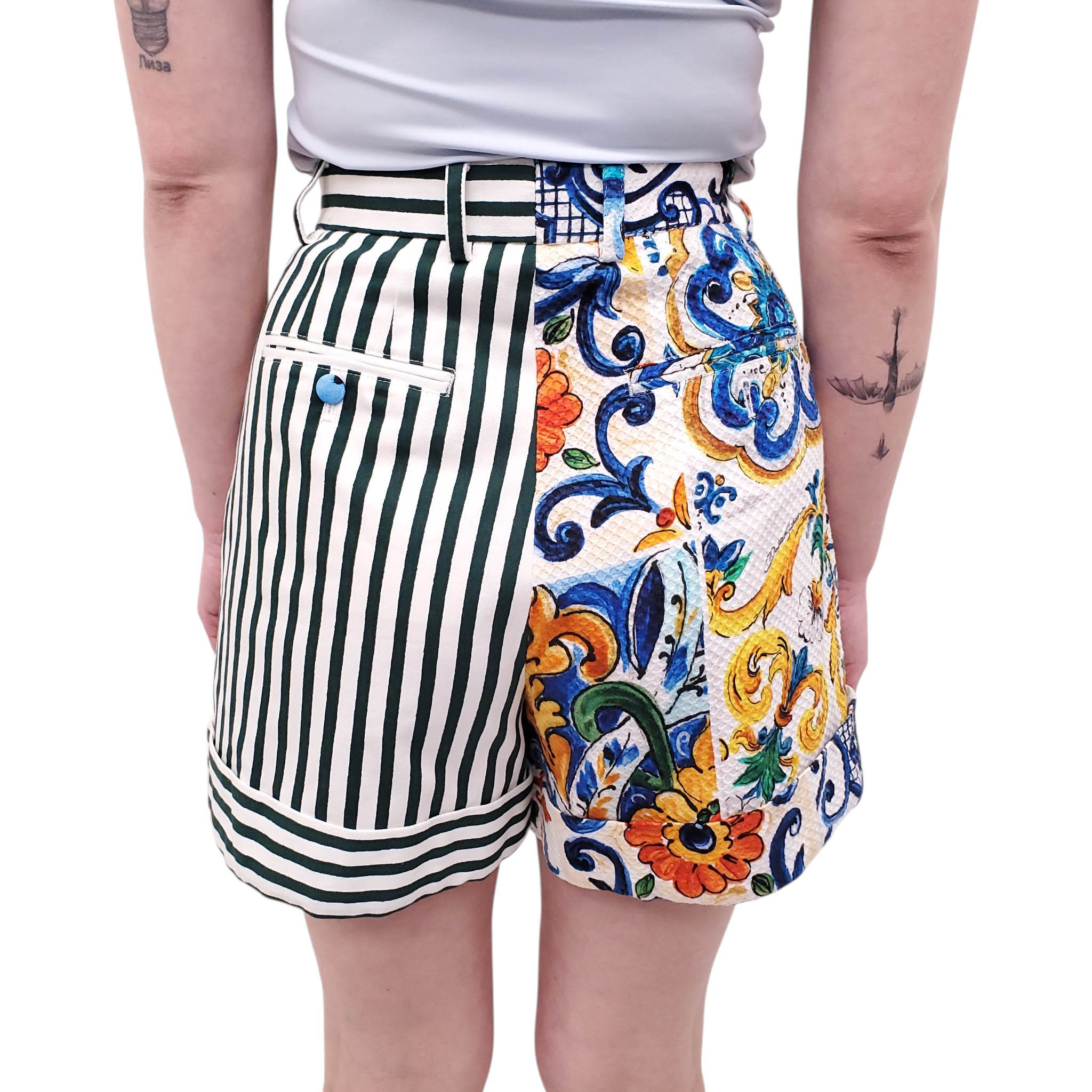 DOLCE & GABBANA STRIPED AND PATTERNED SHORTS - SIZE 38