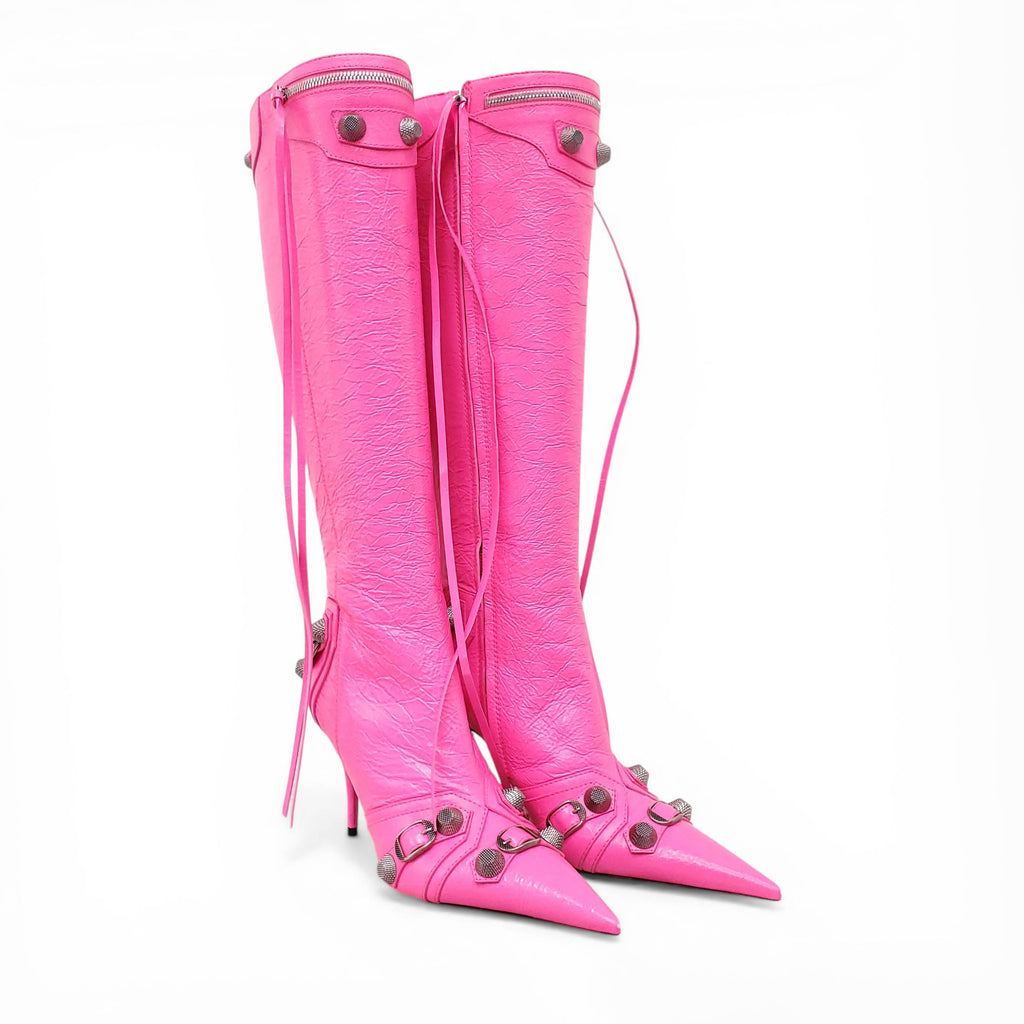 BALENCIAGA FLUORESCENT PINK CAGOLE BOOTS - SIZE 39