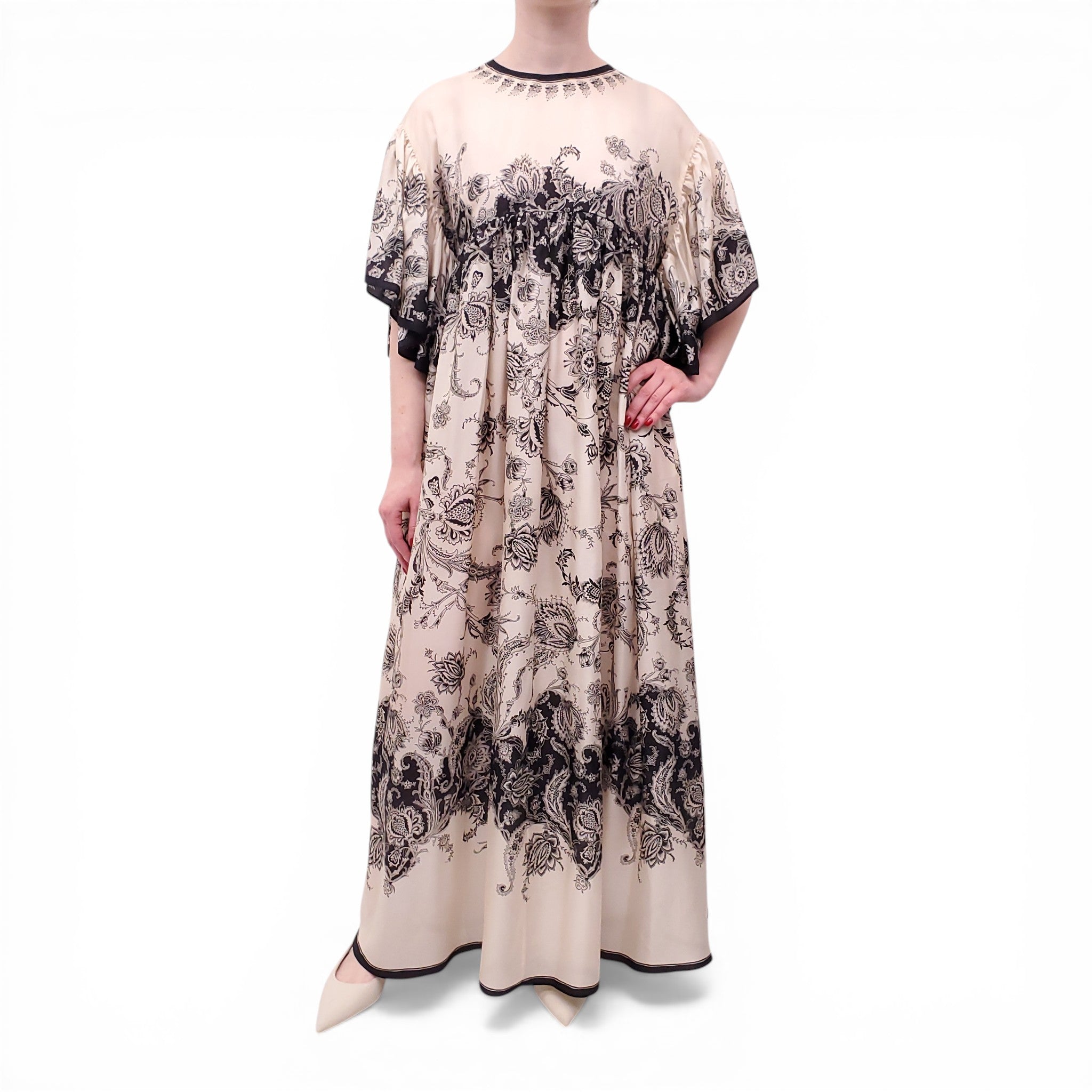 ZIMMERMANN BLACK AND CREAM PATTERNED DRESS - SIZE 0 (US 4)