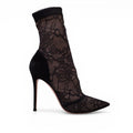 GIANVITO ROSSI BLACK LACE BOOTIES - SIZE 40