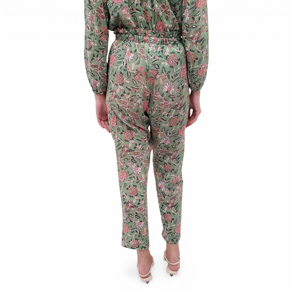 XIRENA GREEN FLORAL BLOUSE AND TROUSERS SET - SIZE XS/S