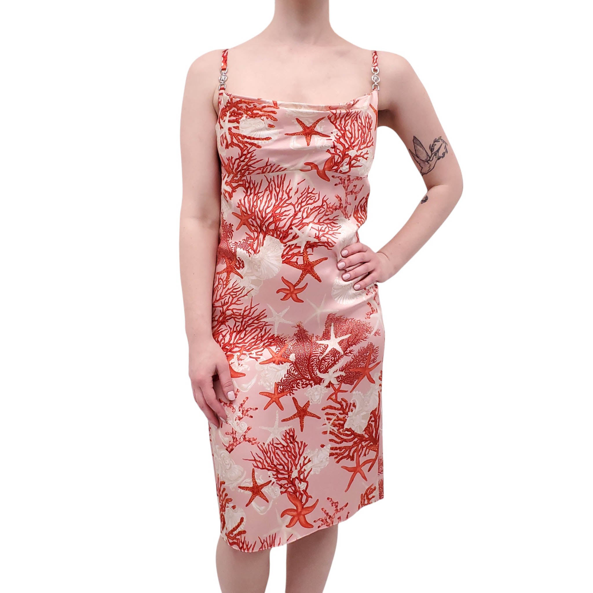 VERSACE PINK CORAL PRINT DRESS - SIZE 38