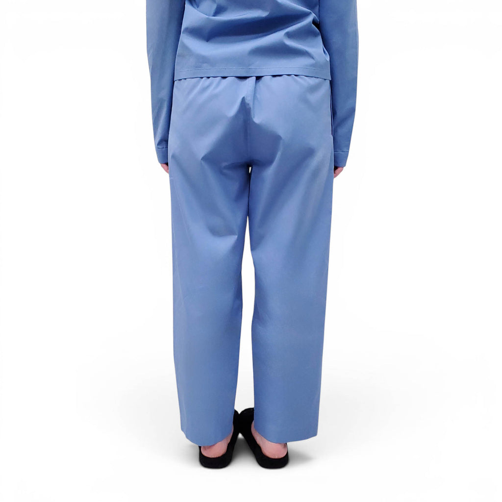 MIU MIU BLUE POPLIN PAJAMA LOGO BLOUSE AND PANTS SET - SIZE 36