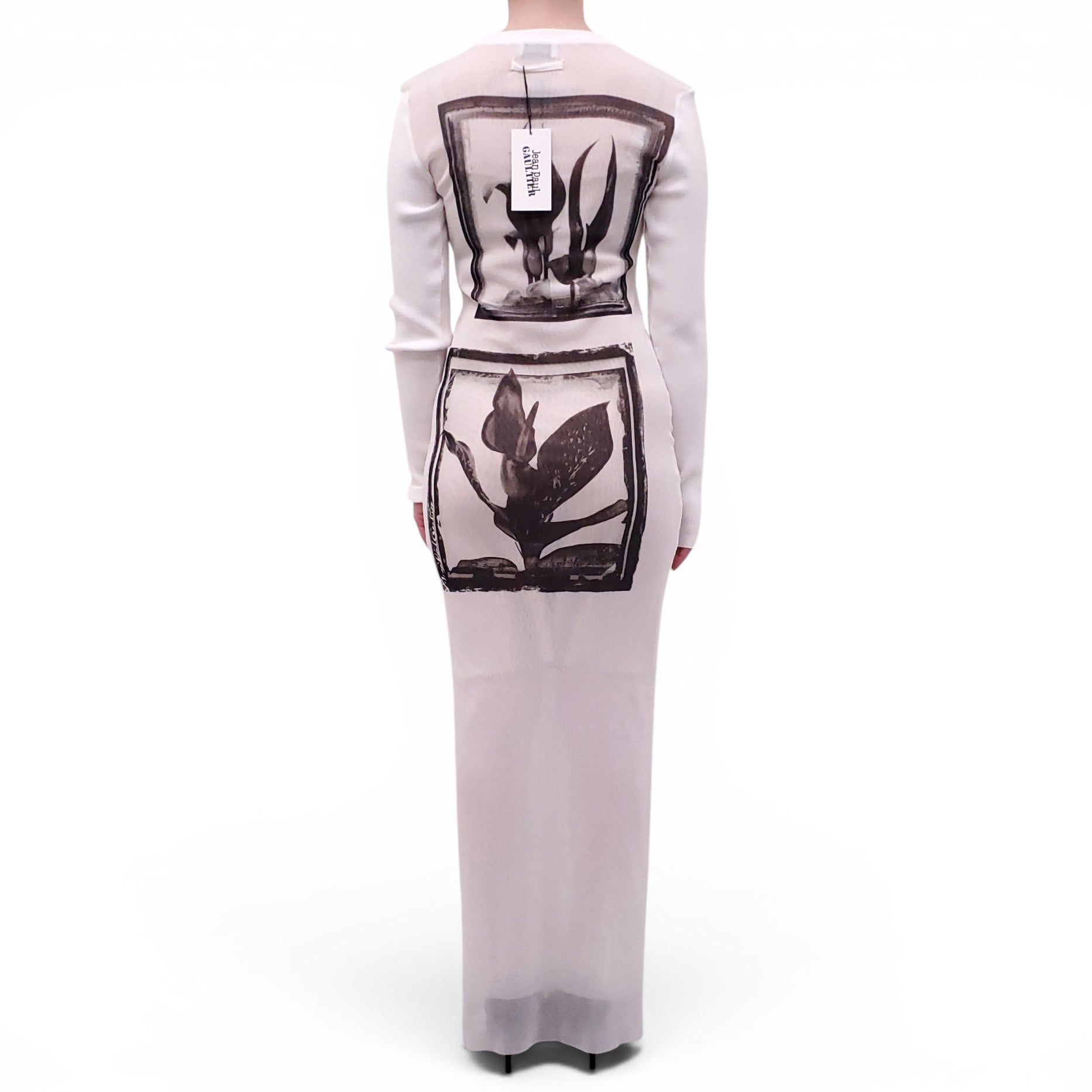 JEAN PAUL GAULTIER WHITE MESH LONG DRESS - SIZE M