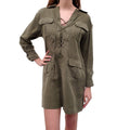 SMYTHE OLIVE GREEN CARGO DRESS WITH TIE UP DETAIL - SIZE XS