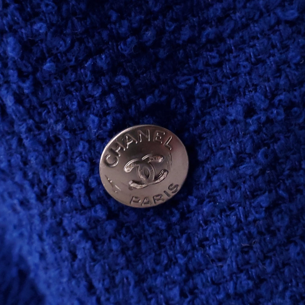 CHANEL ROYAL BLUE TWEED SUIT - SIZE 38