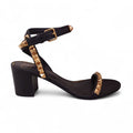 VALENTINO BLACK AND GOLD ROCKSTUD 'NO LIMIT' LEATHER SANDALS - SIZE 37