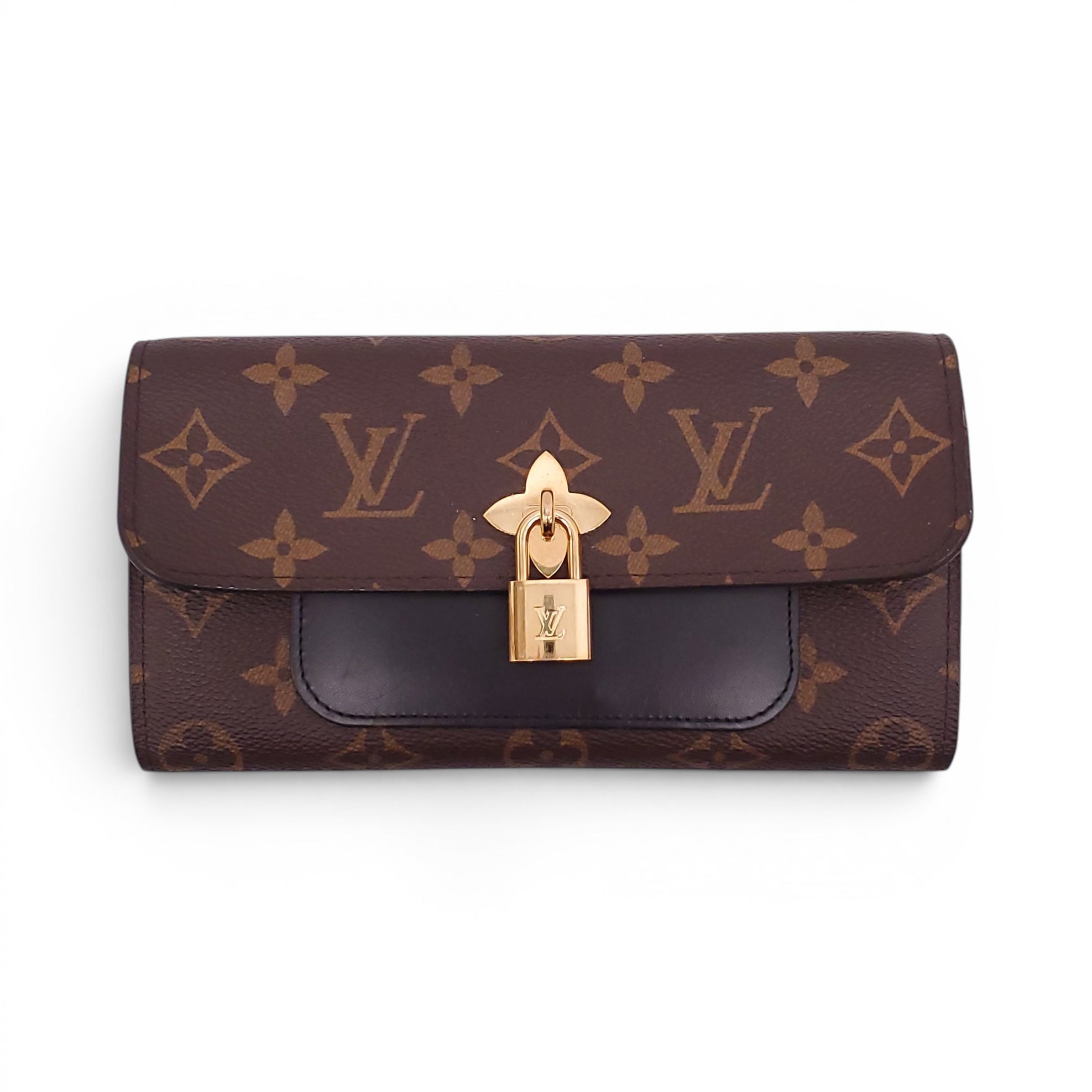 LOUIS VUITTON MONOGRAM PORTEFEUILLE WALLET WITH LOCK DETAIL