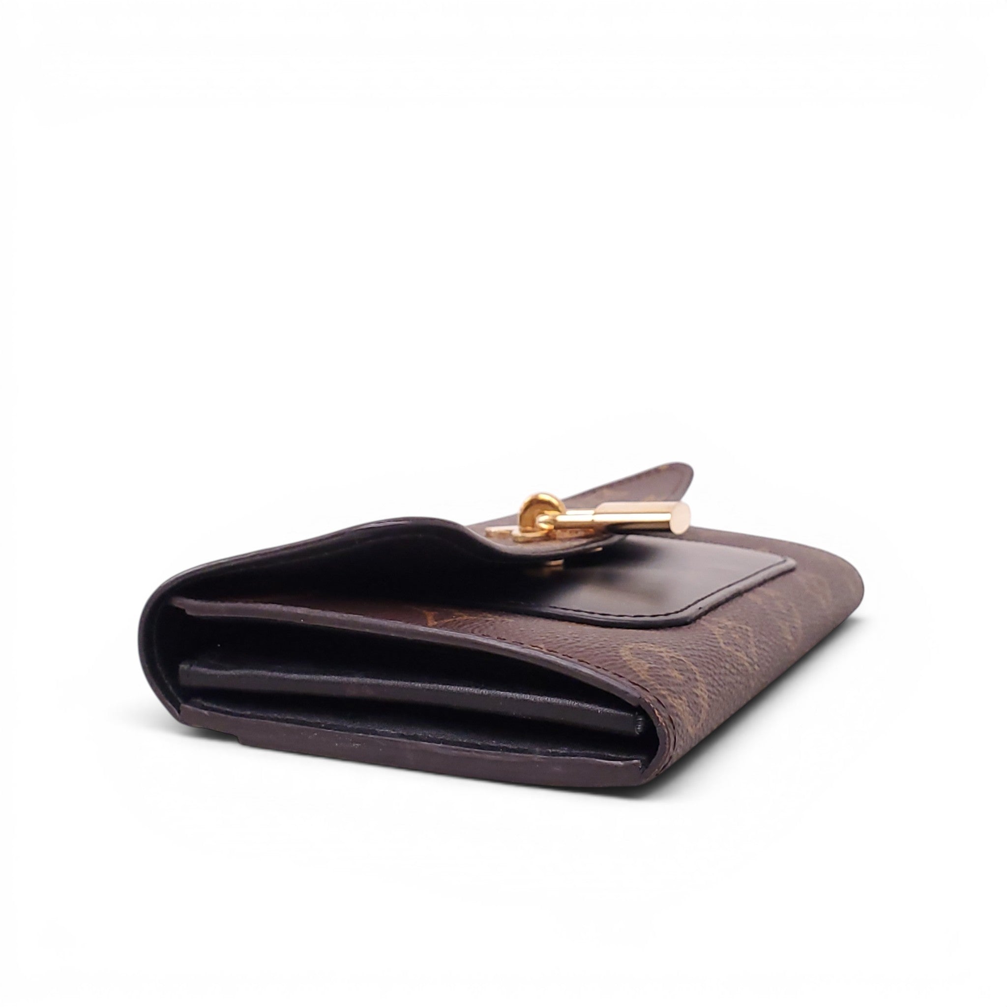 LOUIS VUITTON MONOGRAM PORTEFEUILLE WALLET WITH LOCK DETAIL
