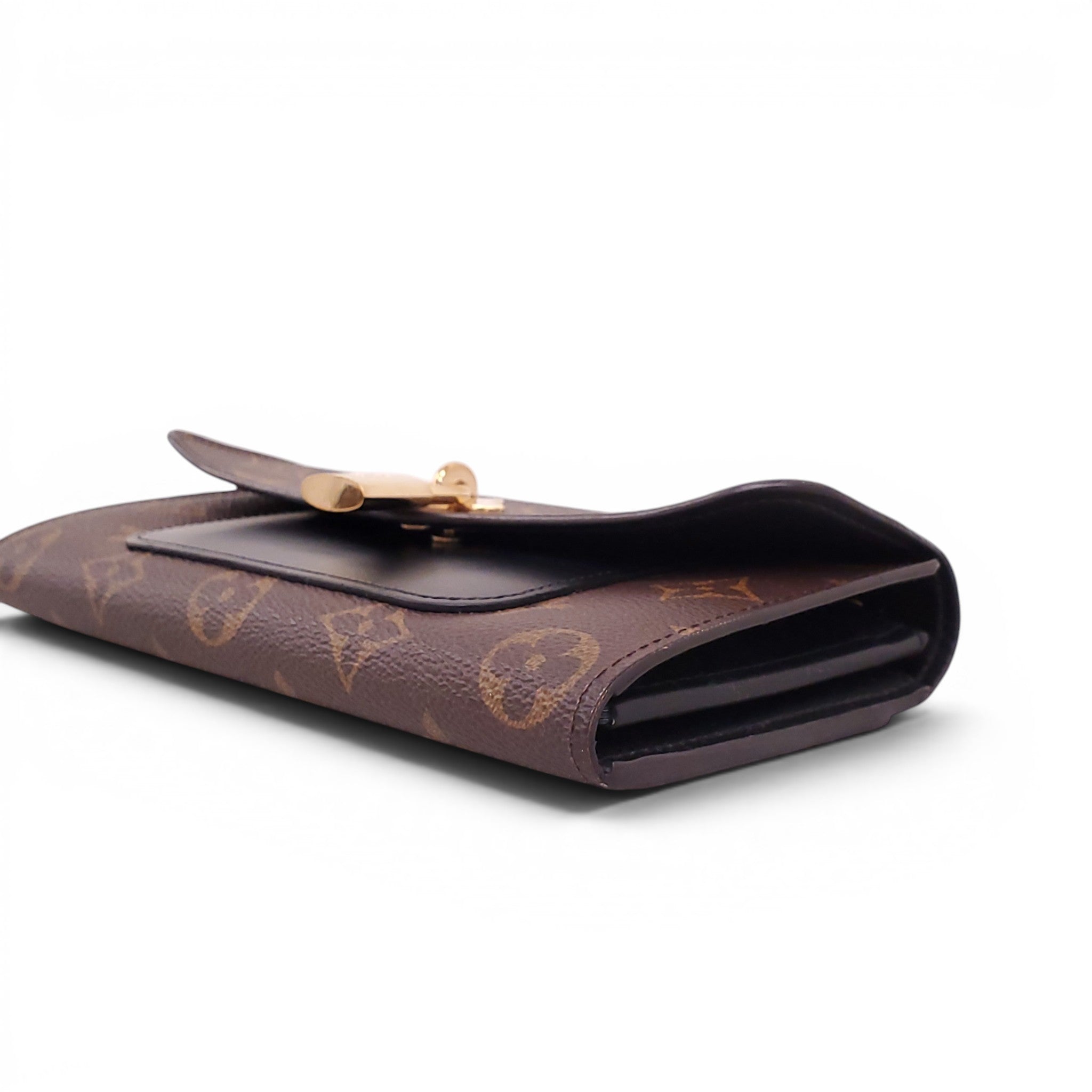 LOUIS VUITTON MONOGRAM PORTEFEUILLE WALLET WITH LOCK DETAIL