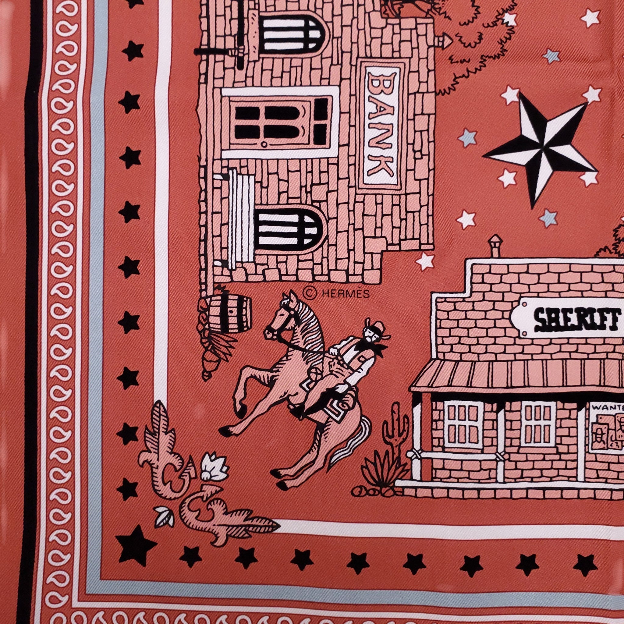 HERMÈS ORANGE WESTERN BANDANA PATTERNED SCARF