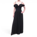 SIMKHAI BLACK PLEATED OFF THE SHOULDER DRESS - SIZE L