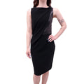 ALEXANDER WANG BLACK RUCHED DRESS WITH LEATHER DETAIL - SIZE 6