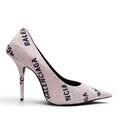 BALENCIAGA SILVER CRYSTAL LOGO KNIFE PUMPS - SIZE 41