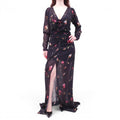 ROTATE BLACK FLORAL PRINT MAXI DRESS - SIZE 36