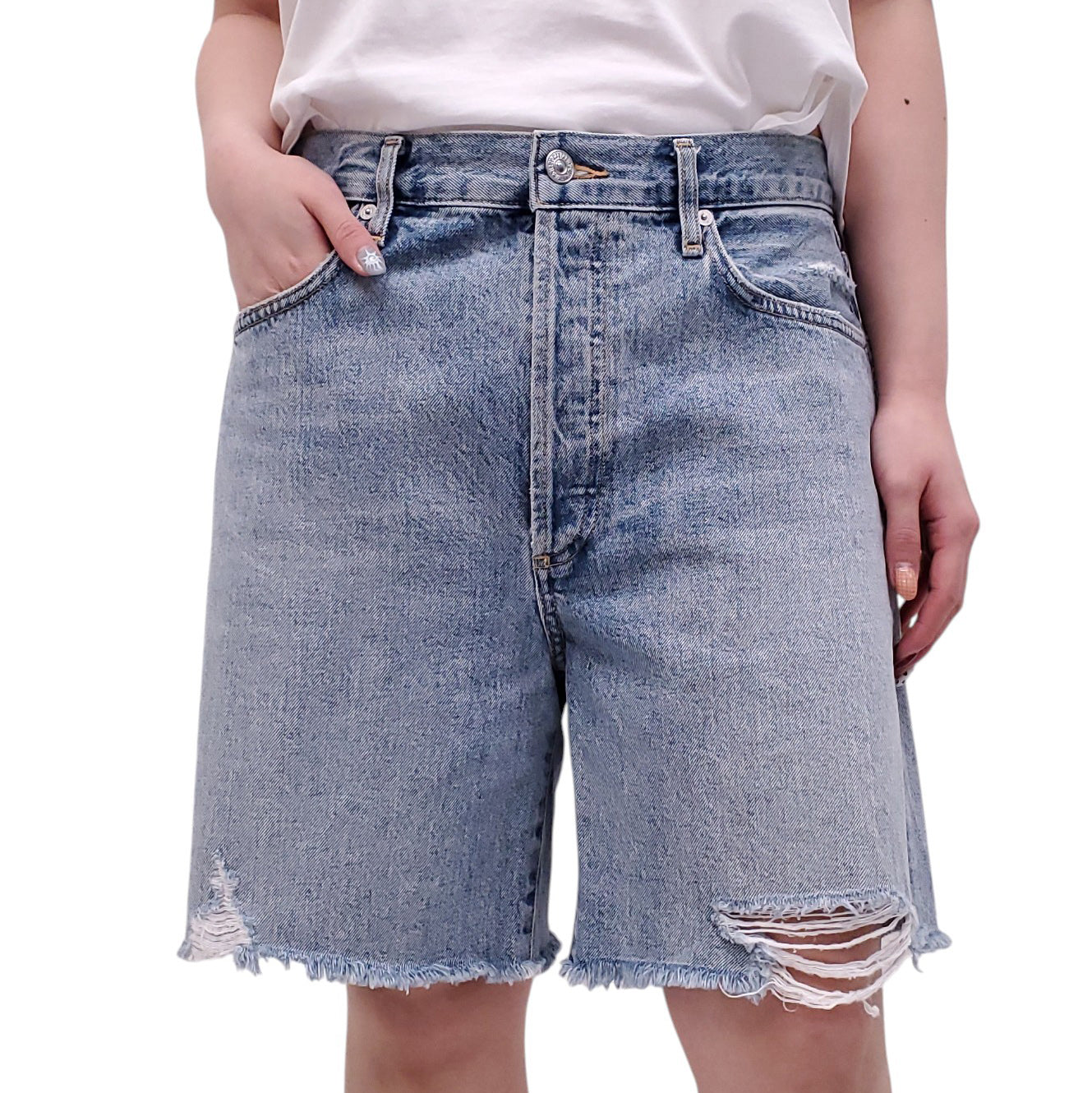 CITIZENS OF HUMANITY BLUE 'CAMILLA' DENIM SHORTS - SIZE 29
