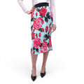 DOLCE & GABBANA TEAL ROSE PATTERNED SKIRT - SIZE 44
