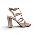 VALENTINO GOLD STRAPPY ROCKSTUD BLOCK HEELS - SIZE 40
