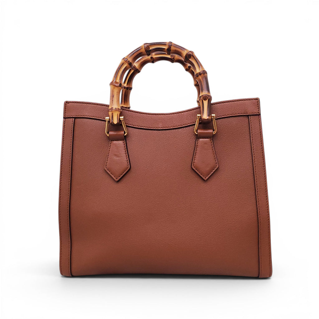GUCCI BROWN MEDIUM DIANA TOTE BAG WITH BAMBOO TOP HANDLE