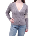 THOM BROWNE GREY IRISH WOOL CABLE KNIT CARDIGAN - SIZE 38