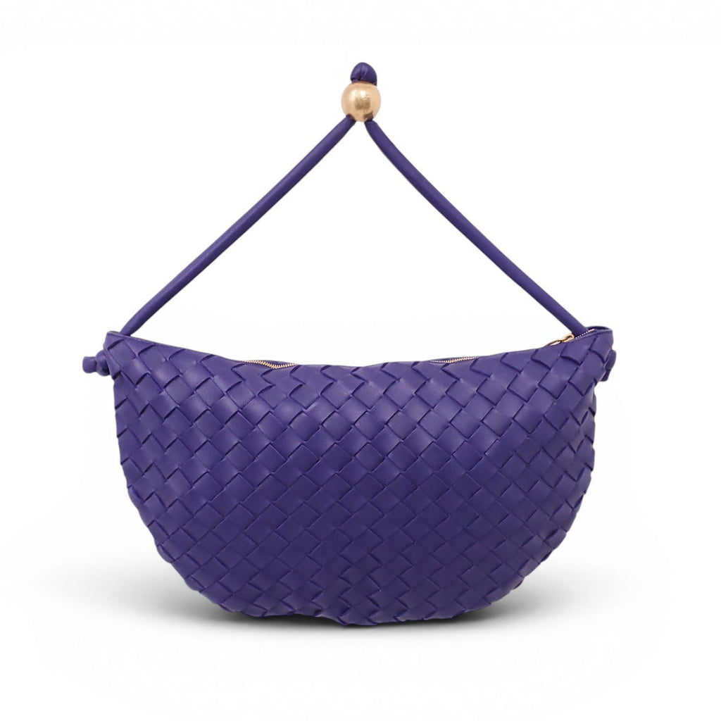 BOTTEGA VENETA PURPLE MEDIUM TURN INTRECCIATO LEATHER SHOULDER BAG