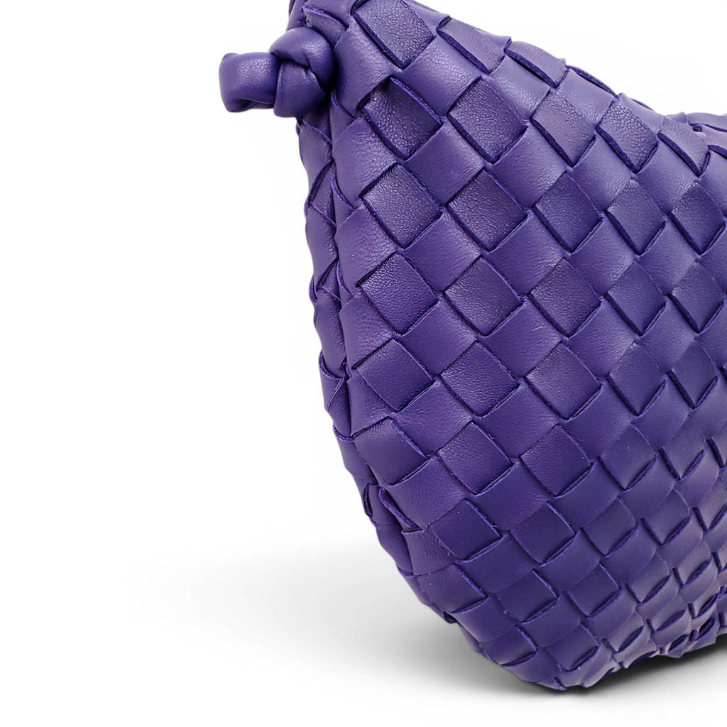 BOTTEGA VENETA PURPLE MEDIUM TURN INTRECCIATO LEATHER SHOULDER BAG