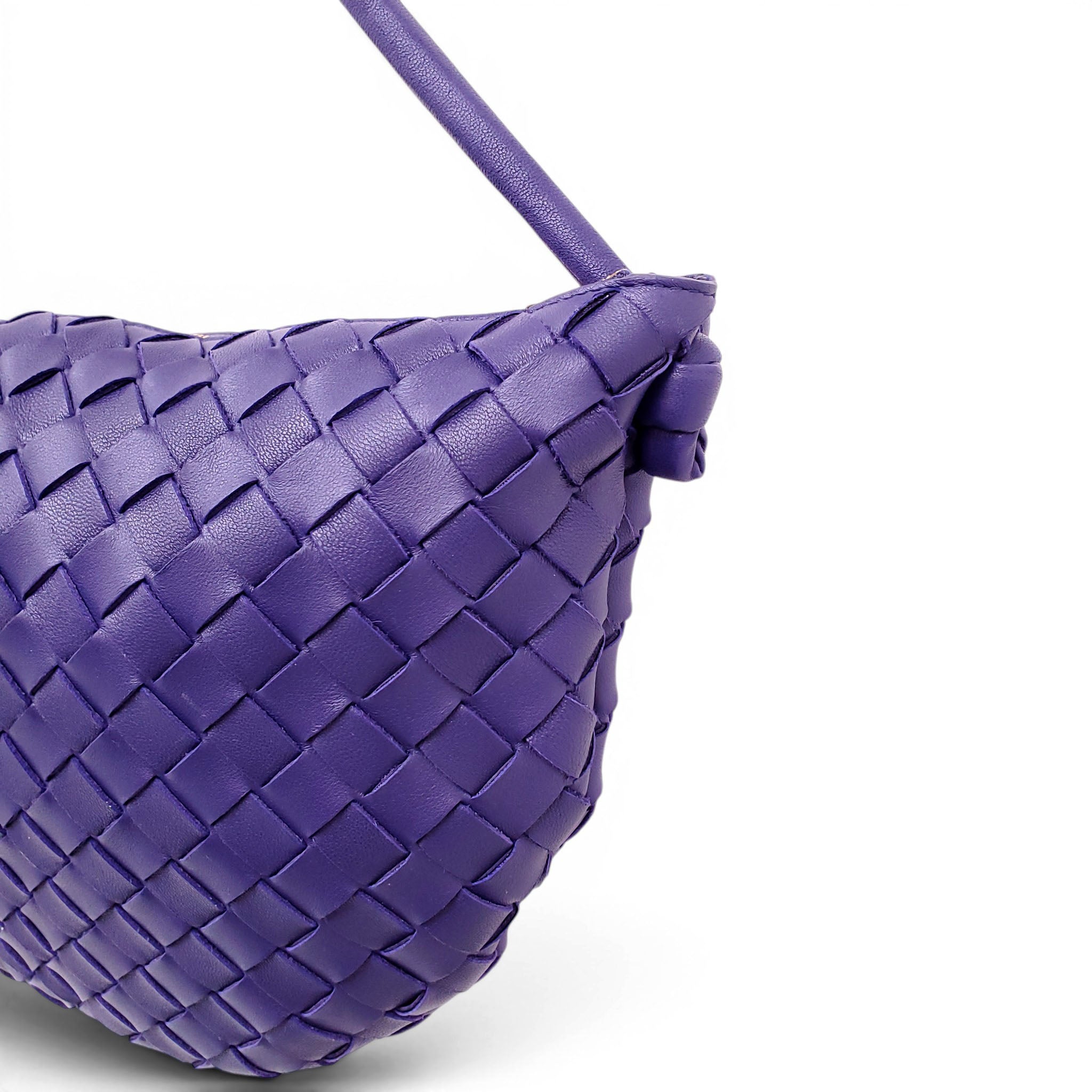BOTTEGA VENETA PURPLE MEDIUM TURN INTRECCIATO LEATHER SHOULDER BAG