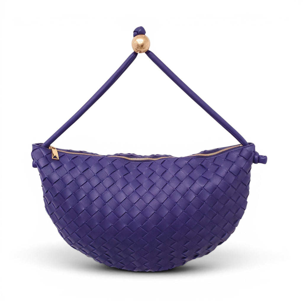 BOTTEGA VENETA PURPLE MEDIUM TURN INTRECCIATO LEATHER SHOULDER BAG