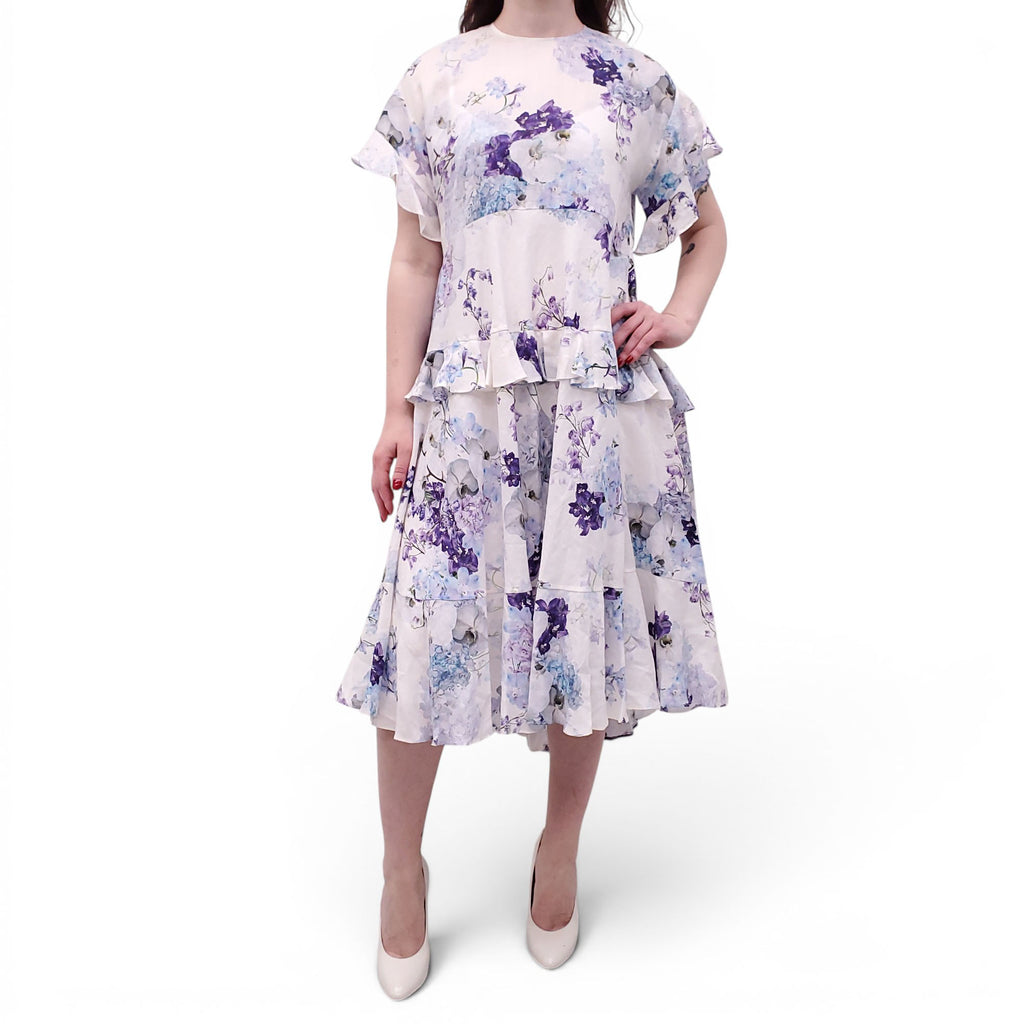 ZIMMERMANN MIDNIGHT GARDEN 'RHYTHMIC FLOATING' TIERED RUFFLE DRESS - SIZE 0 (US 4)