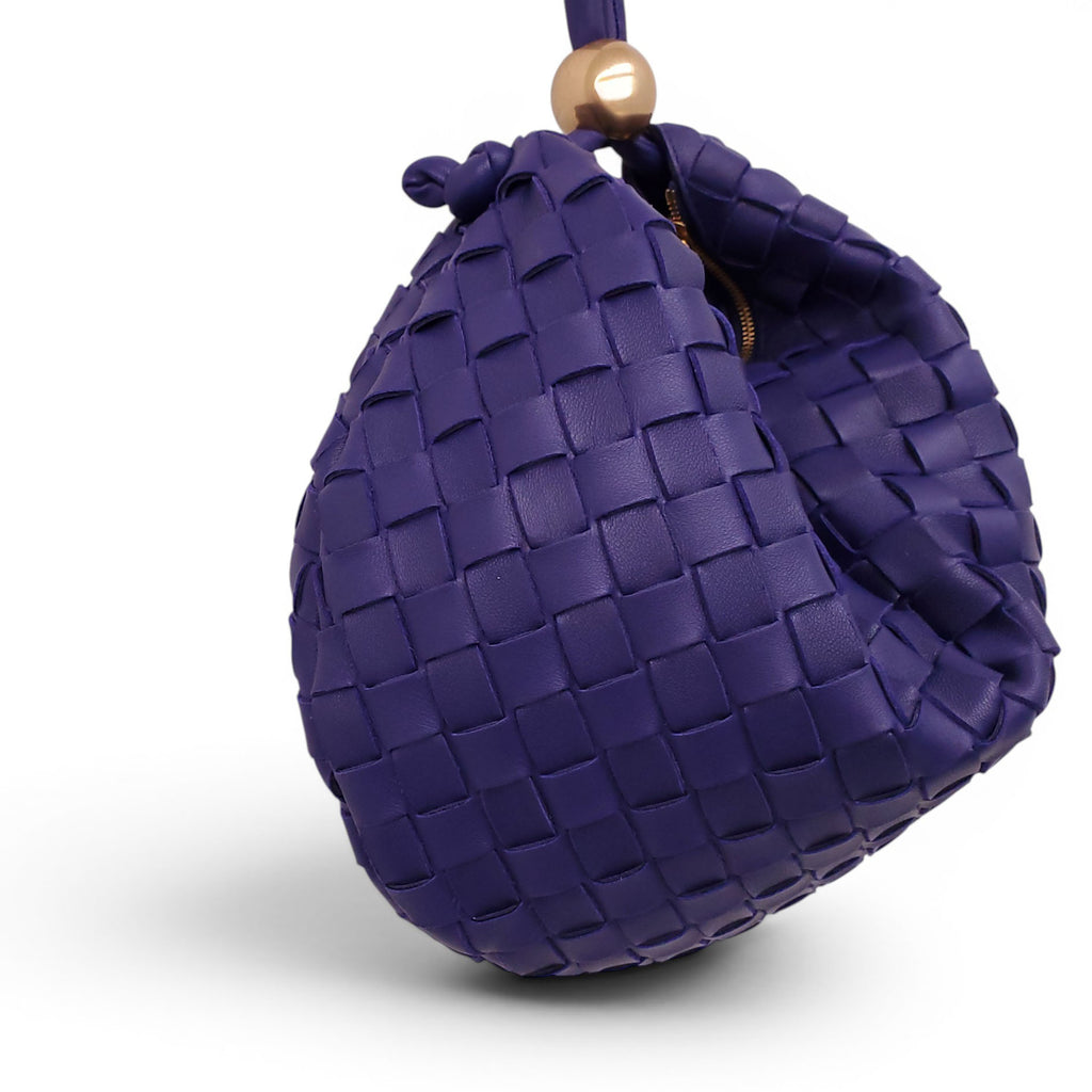 BOTTEGA VENETA PURPLE MEDIUM TURN INTRECCIATO LEATHER SHOULDER BAG