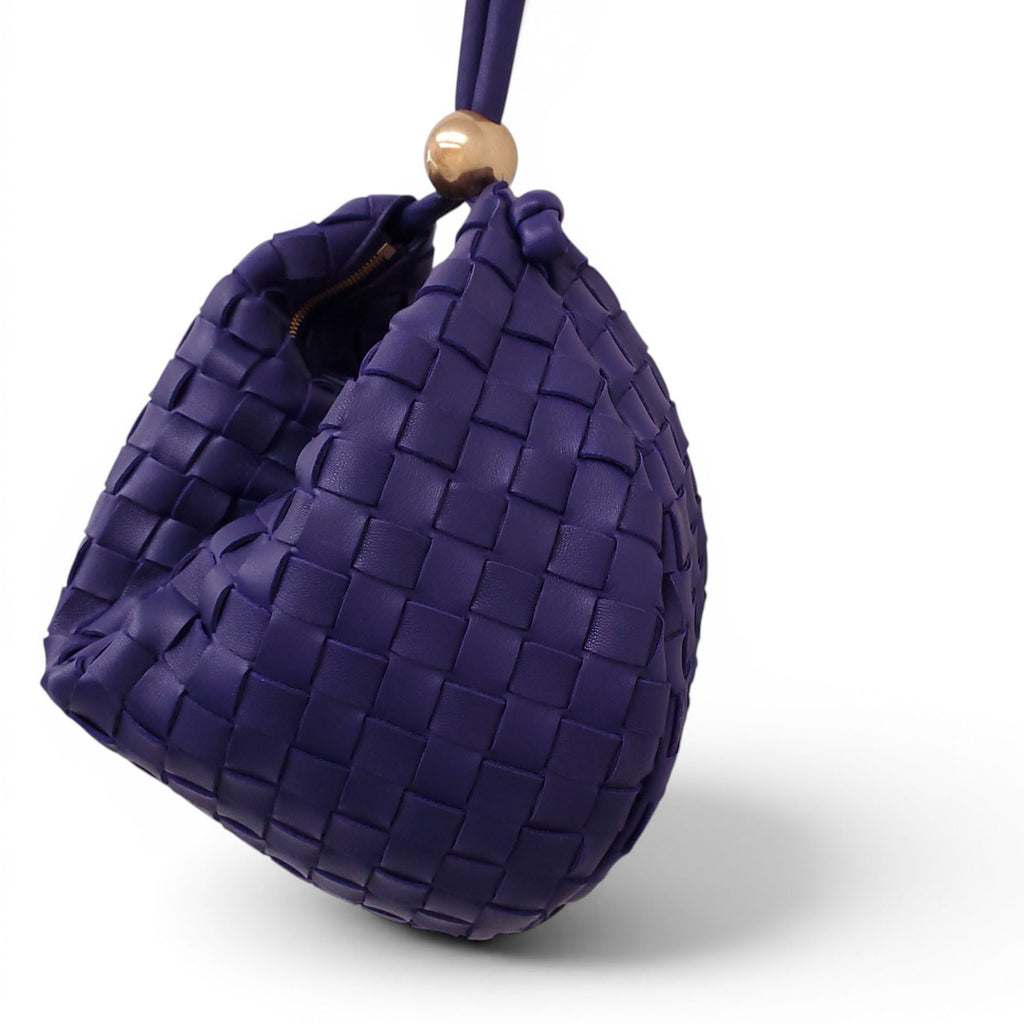 BOTTEGA VENETA PURPLE MEDIUM TURN INTRECCIATO LEATHER SHOULDER BAG